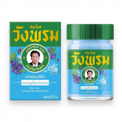 Wangprom Blauer Thai Balm 50 g | Kühlender Kräuterbalsam mit Schmetterlingserbse gegen Kopfschmerzen & Verspannungen