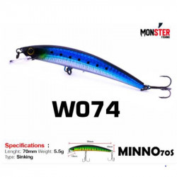 Original WEEBASS 7cm sinking minnow lures complete set for predator fishing